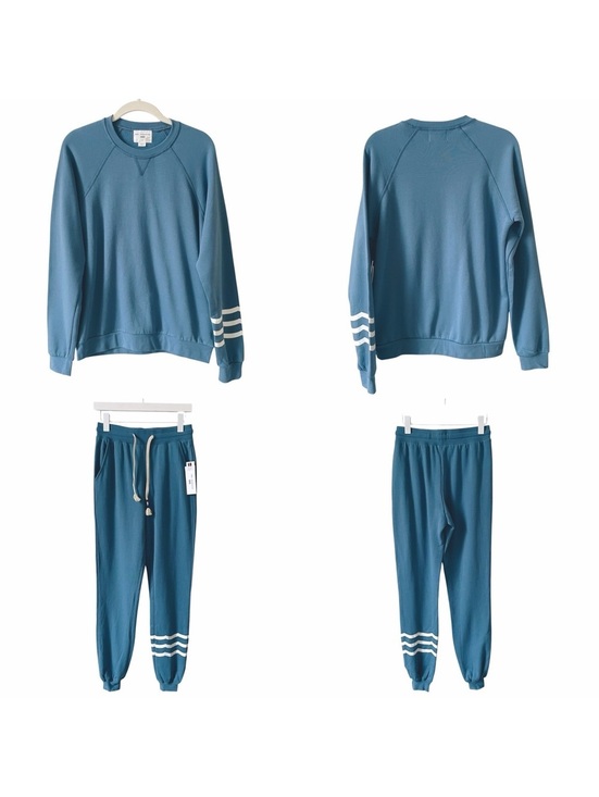 Sol Angeles Tops - Sol Angeles Coastal Waves Pullover & Jogger Set Atlantic Size Small Loungewear